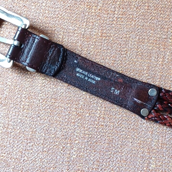 Vintage Brighton Three Strand Brown Braided Leather Belt with Silver Accents EUC - Picture 6 of 8